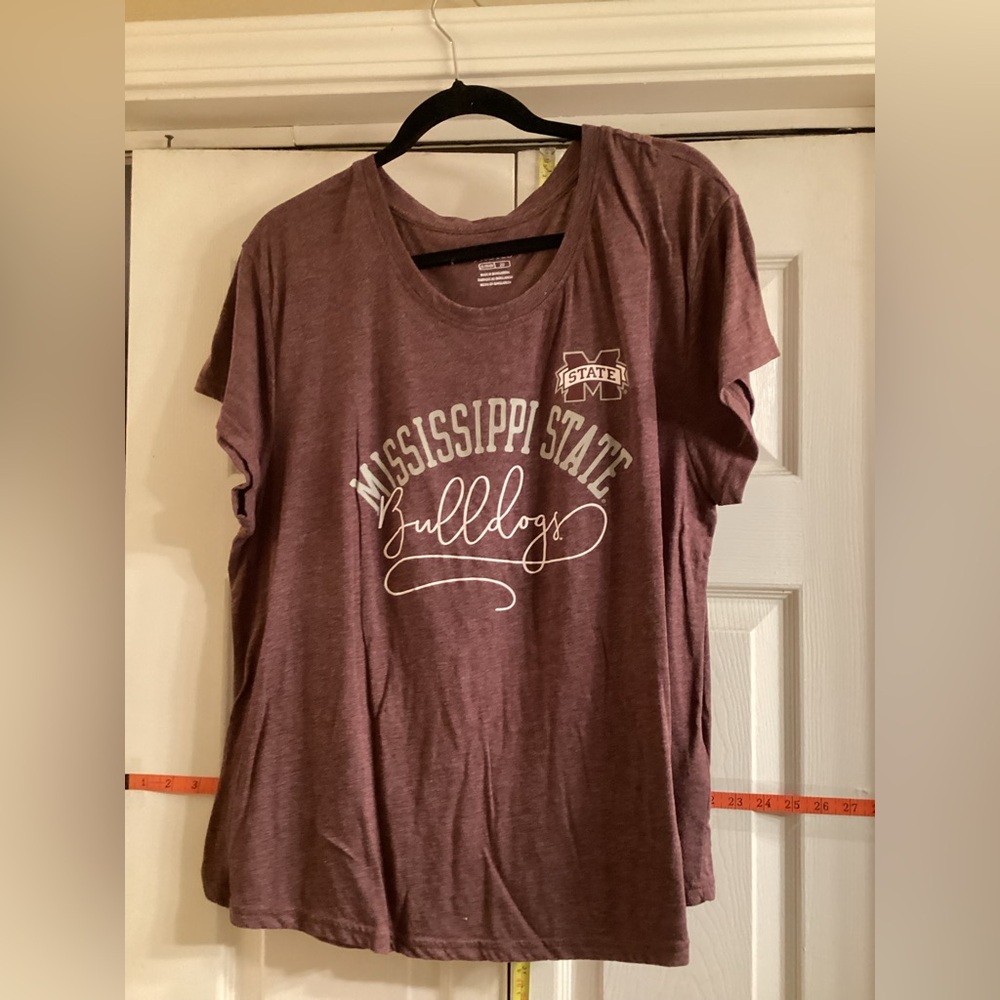 Hanes Women's Short Sleeve Top in Mississippi State Bulldogs MSU Maroon